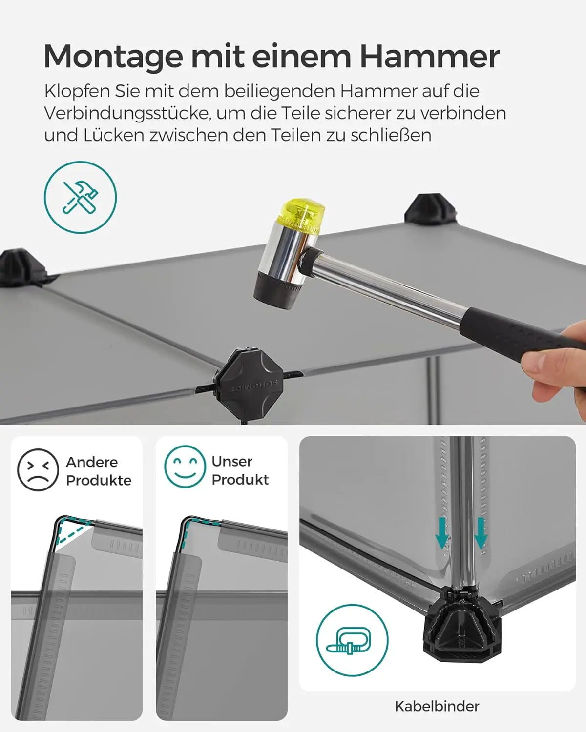 Freigehege Kunststoff für Kleintiere Grau von Songmics