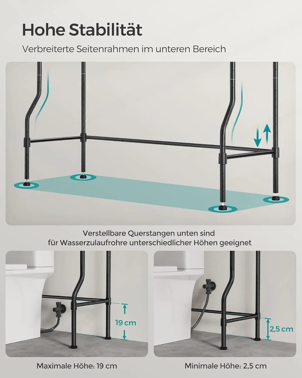 Badezimmerregal 4 Etagen schwarz Metall von Songmics