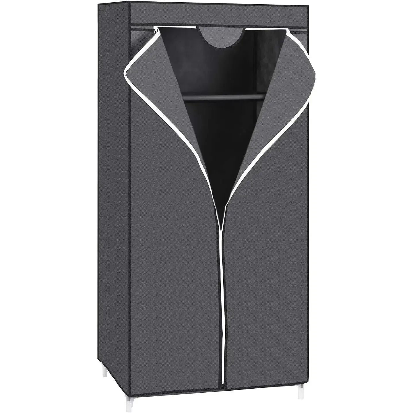 Stoff-Kleiderschrank zusammenklappbar grau 160cm von Songmics