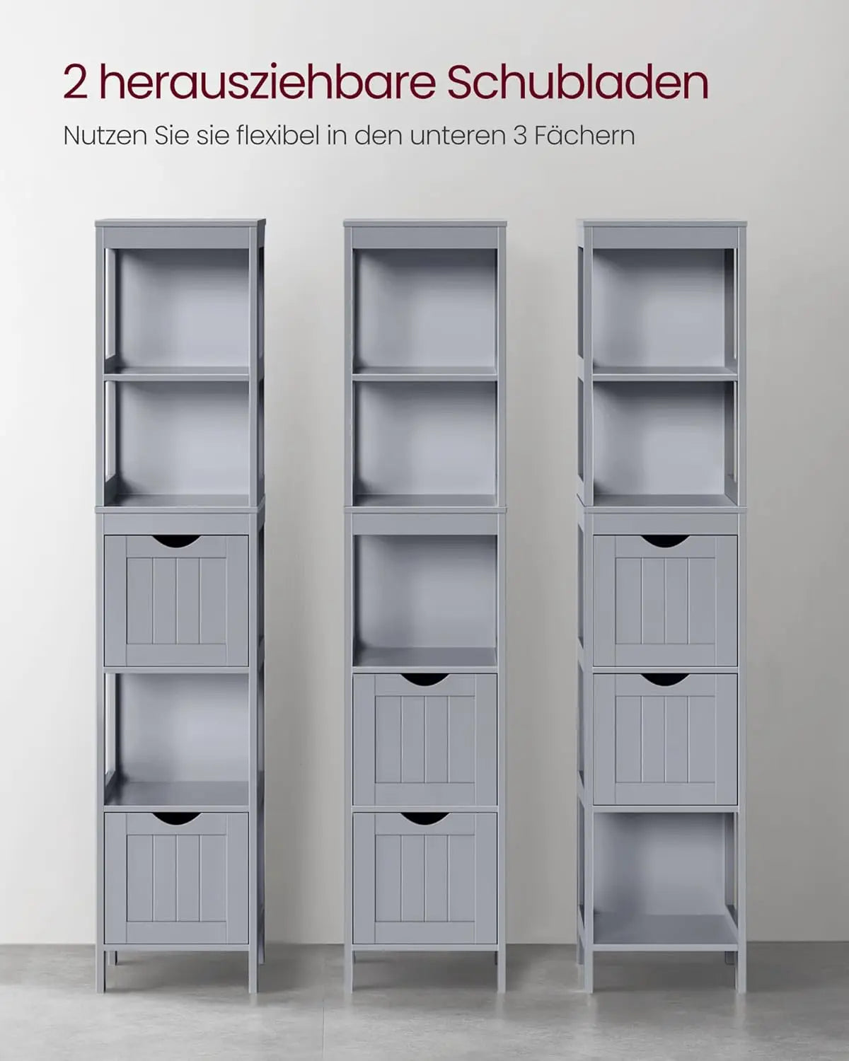 Badezimmerschrank freistehend 2 Schubladen grau Holz von Songmics
