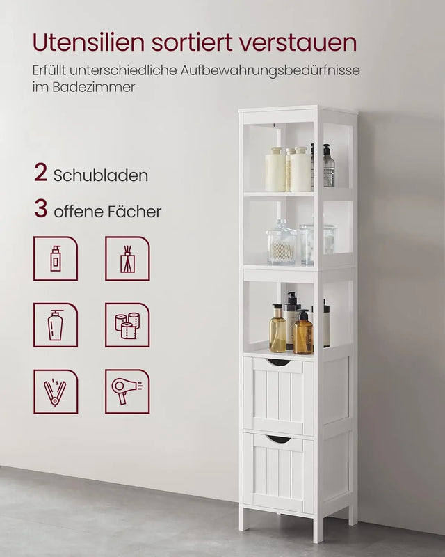 Badezimmerschrank freistehend mit Schubladen weiss von Songmics