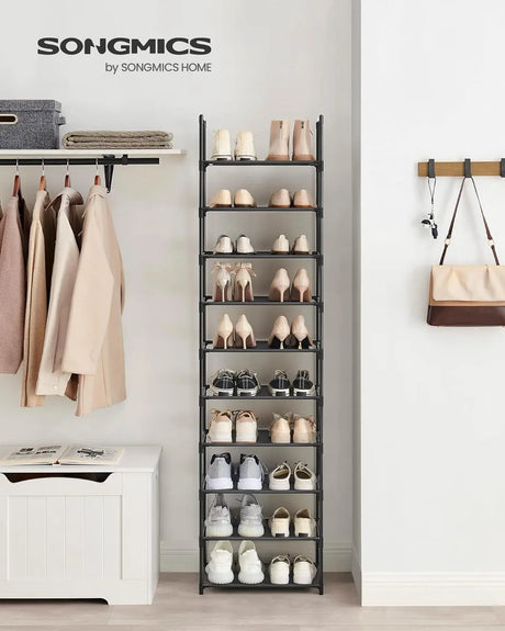 Schuhregal Metallgestell 10 Ebenen Schwarz von Songmics