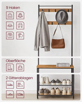 Garderobenständer mit Schuhablagen Industrie-Design Walnussbraun von Songmics