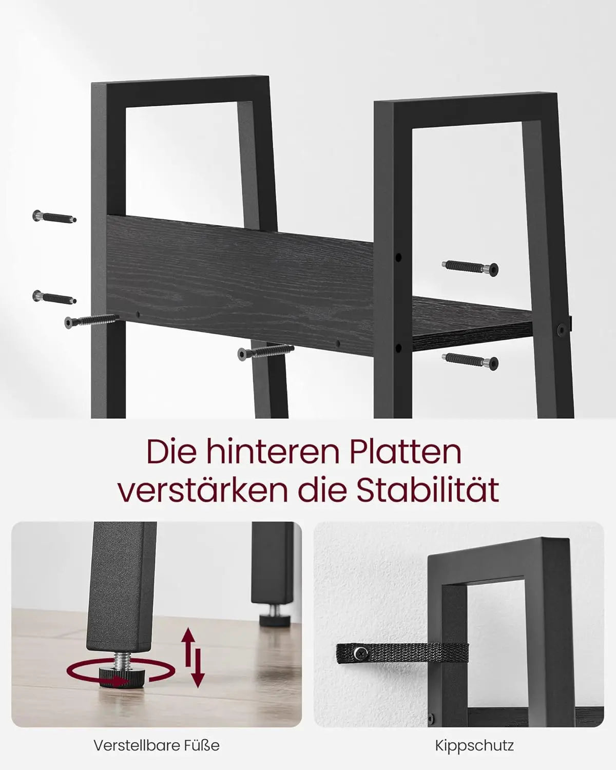 Bücherregal Leiterregal 5 Ebenen Schwarz von Songmics