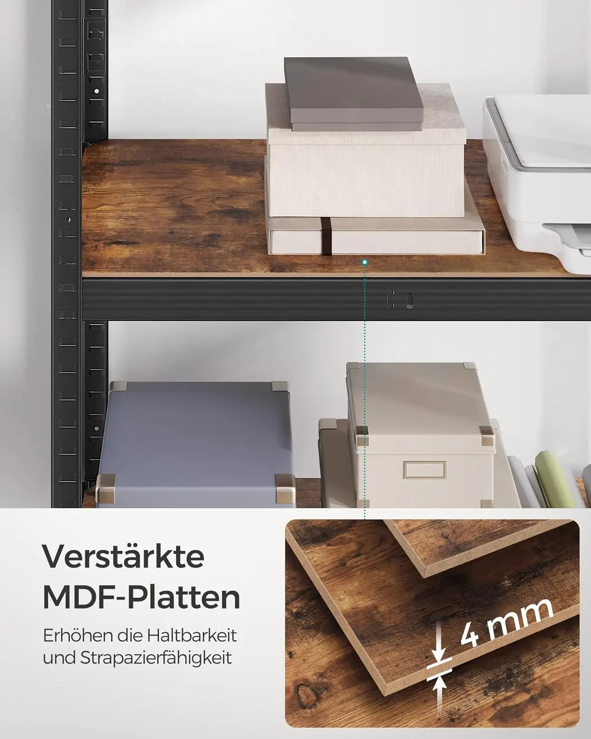 Standregal Industrie-Design mit 5 Ablagen, bis 650 kg belastbar, vintagebraun-schwarz von Songmics