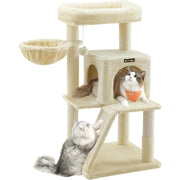 Kratzbaum grosse Plattform beige Plüsch von Songmics