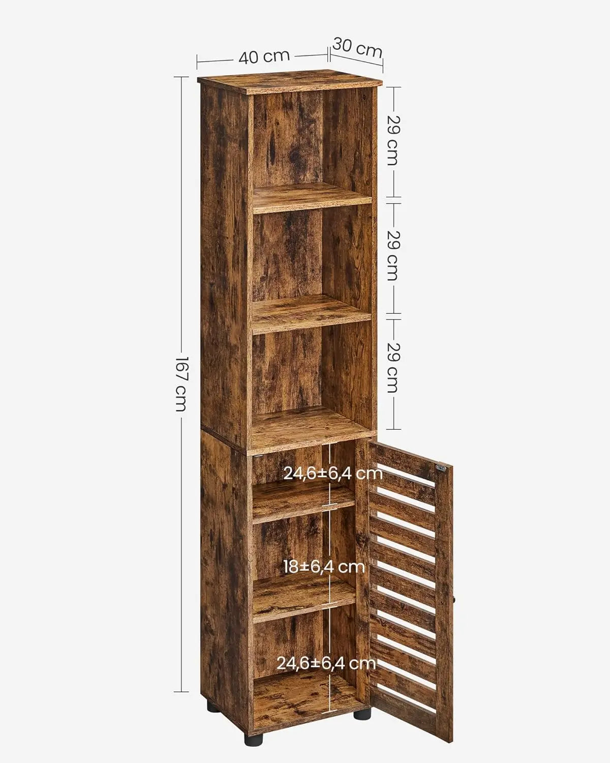 Badezimmerschrank Hoch Regal Verstellbar Vintagebraun von Songmics