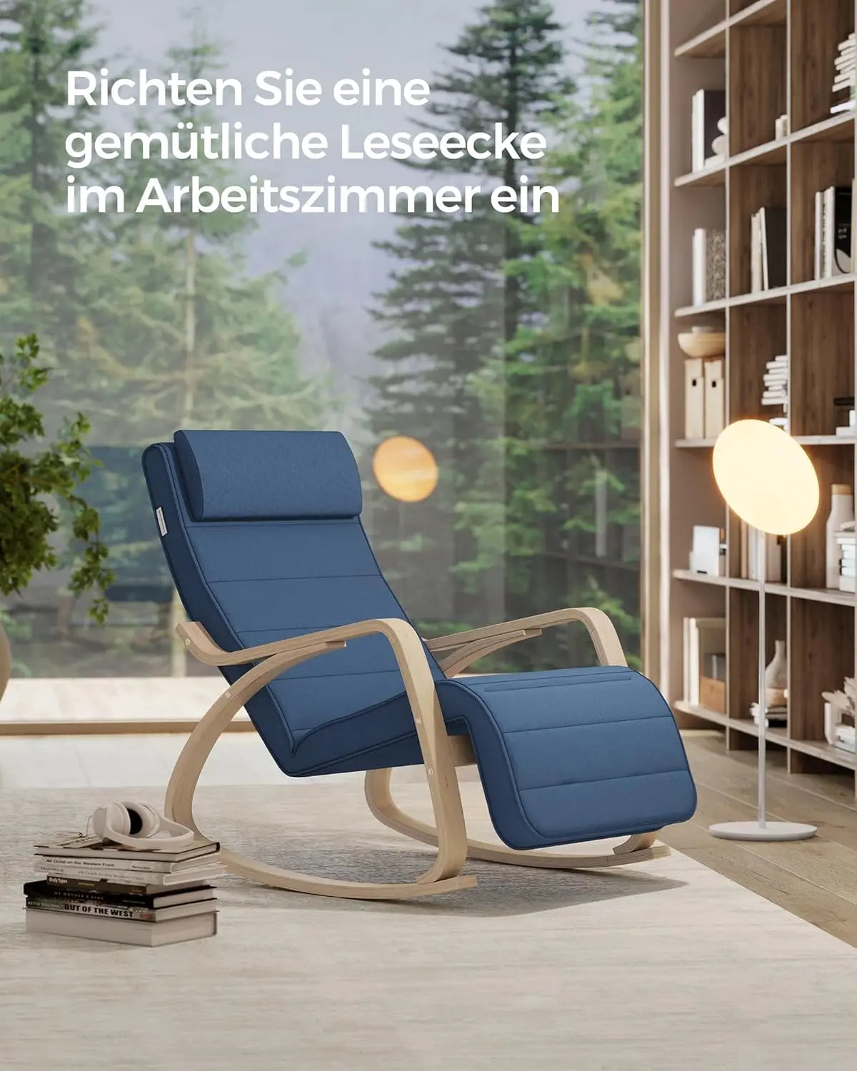 Schaukelstuhl Verstellbar Belastbar Wohnzimmer Mitternachtsblau von Songmics