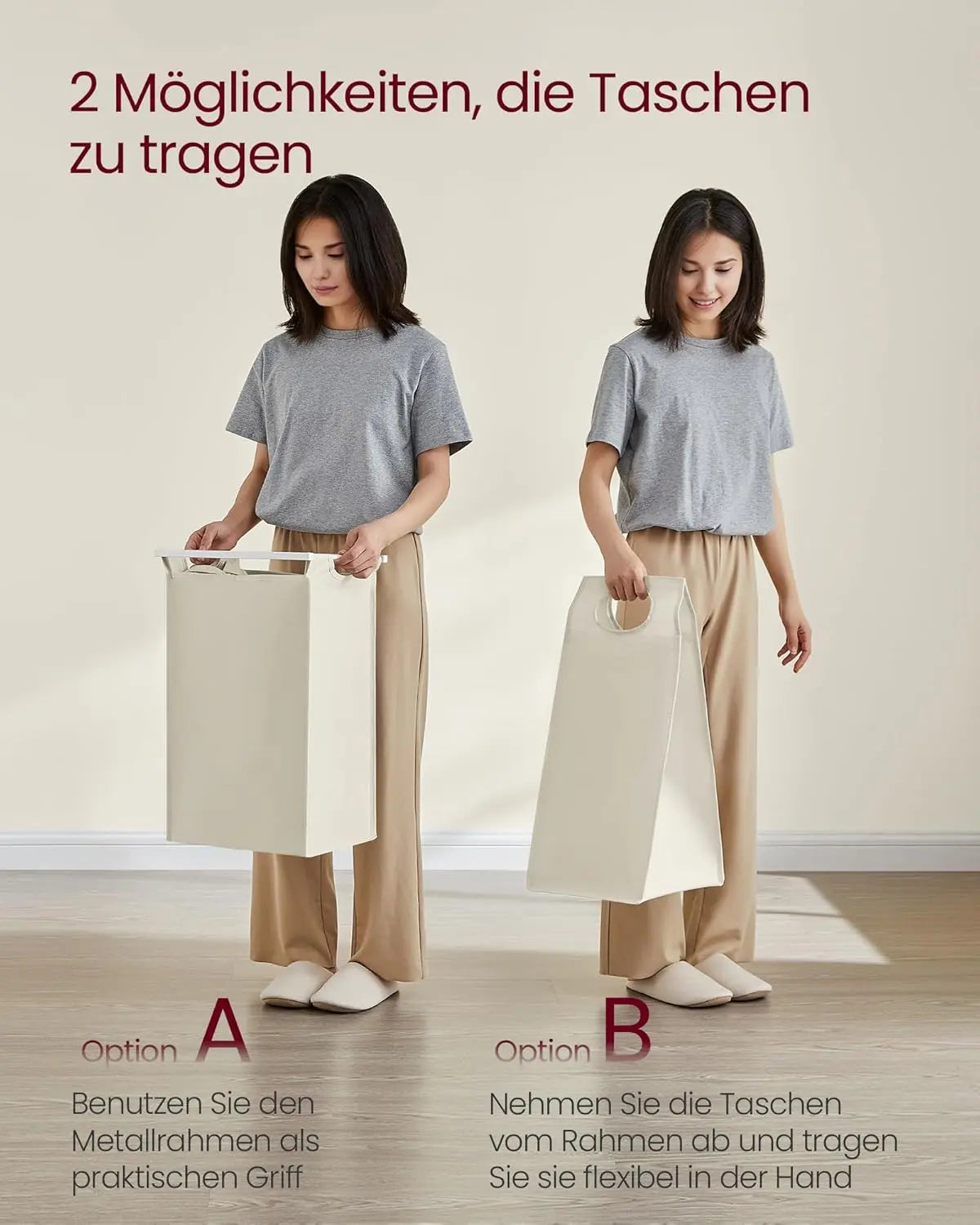 Wäschesortierer 4 Fächer Oxford Cremeweiss von guteszeug.ch