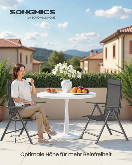 Gartenstuhl klappbar 8-fach verstellbar Schwarz Metall von Songmics