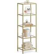 Regal mit 5 Ablagen transparent-gold von Songmics