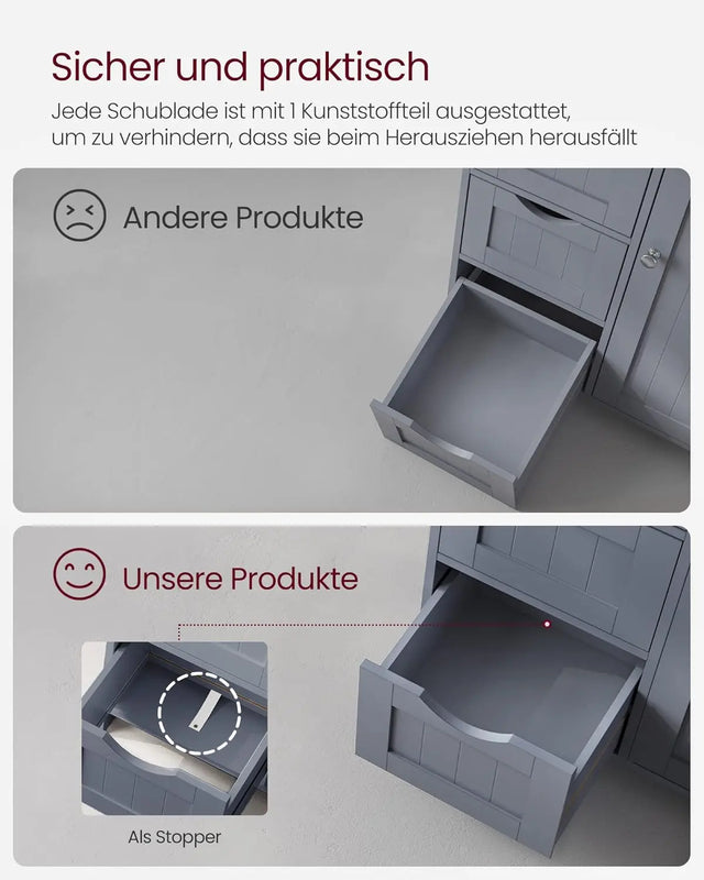 Badezimmerschrank mit Schubladen und Tür Grau von Songmics