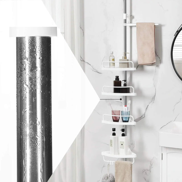 Duschregal Höhenverstellbar Edelstahl Badezimmer Weiss von Songmics