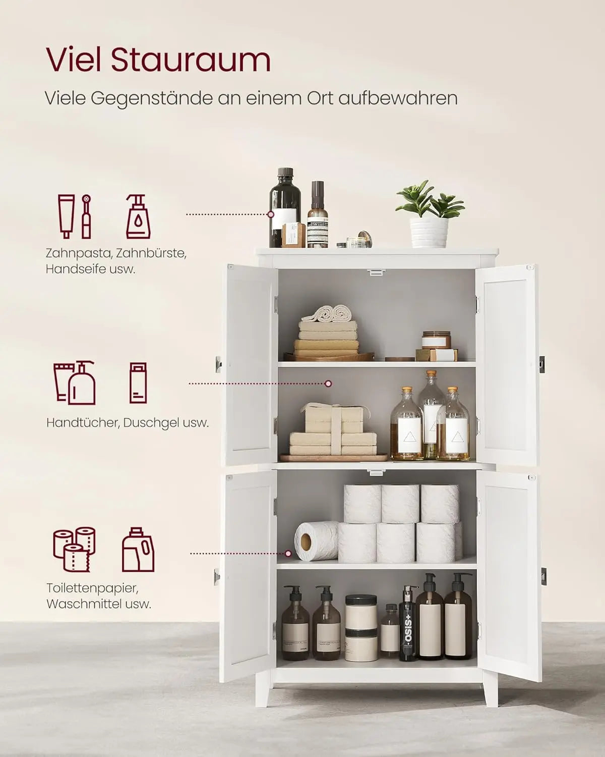 Badezimmerschrank mit verstellbaren Ablagen klassikweiss von Songmics