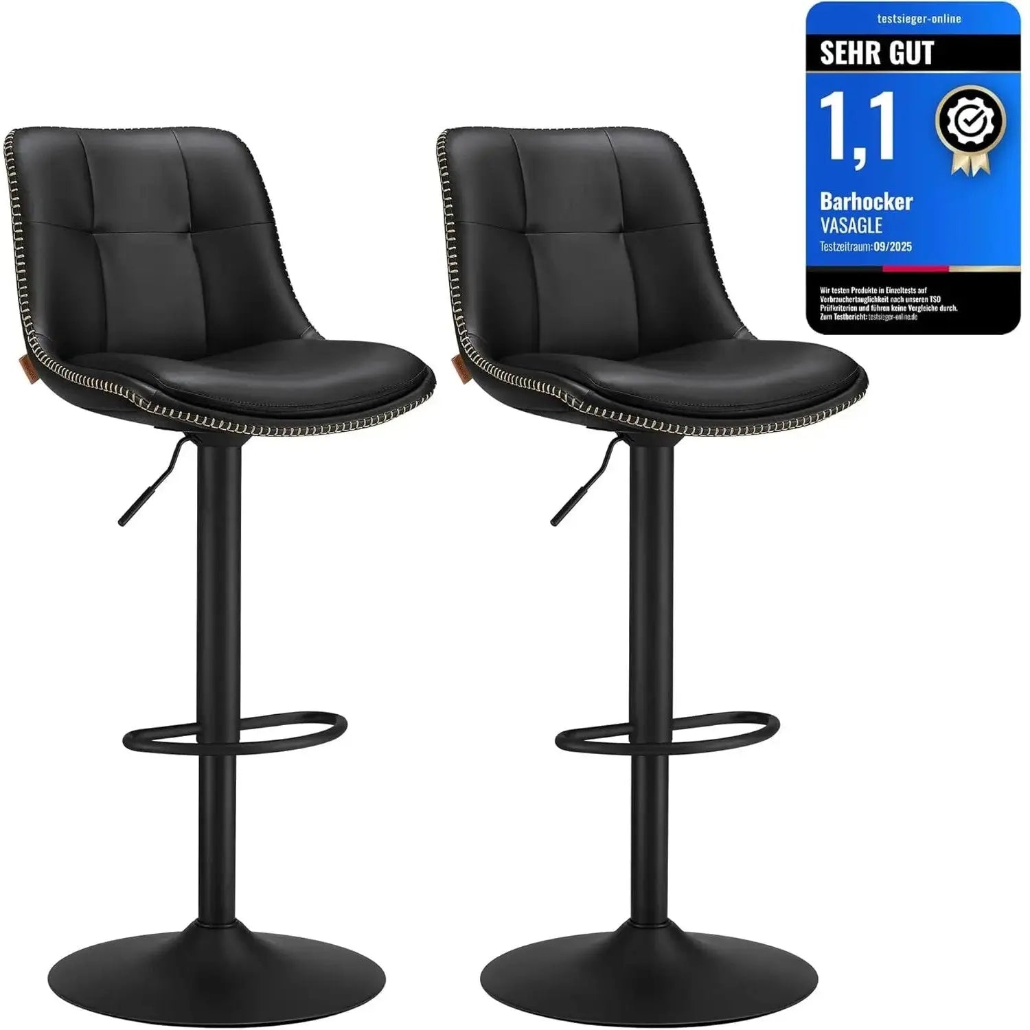 Barhocker höhenverstellbar drehbar schwarz PU von Songmics