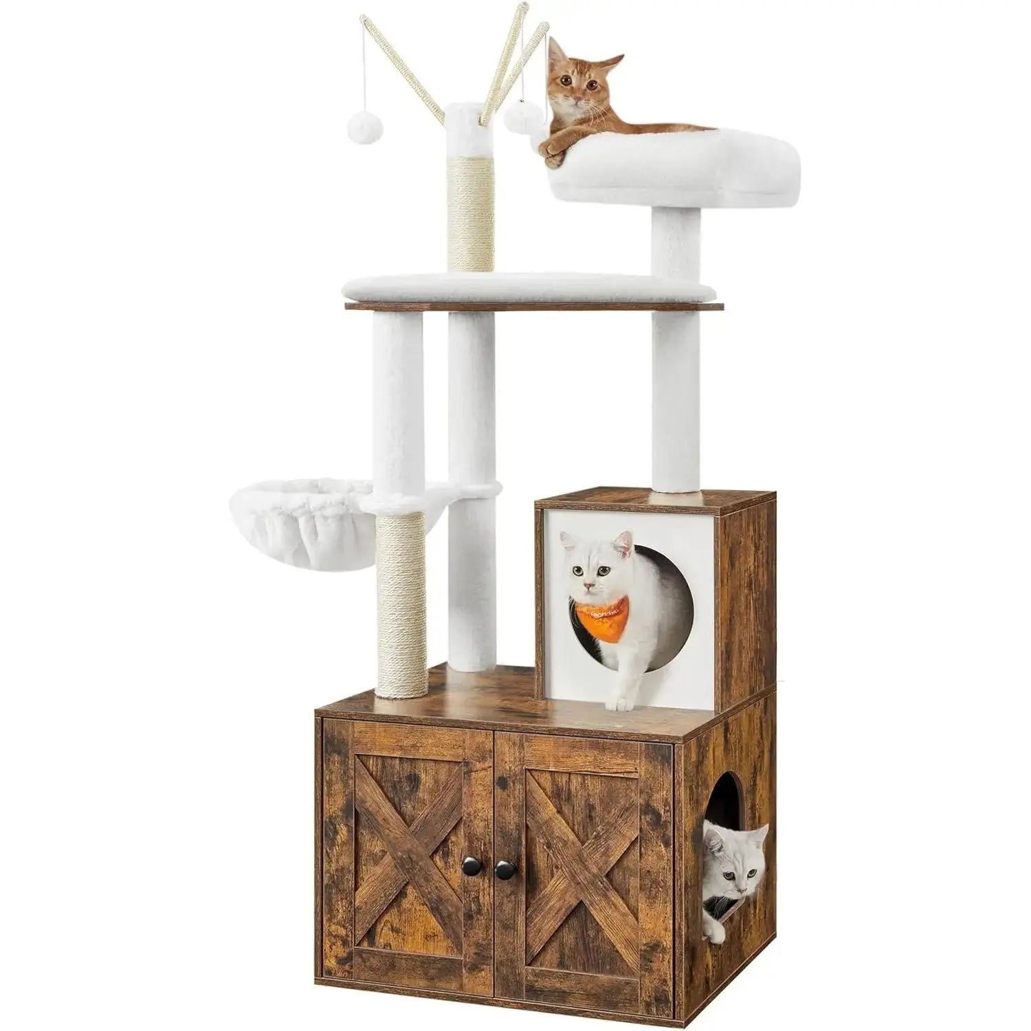 Kratzbaum 2-in-1 mit Katzenklo-Schrank vintagebraun von Songmics
