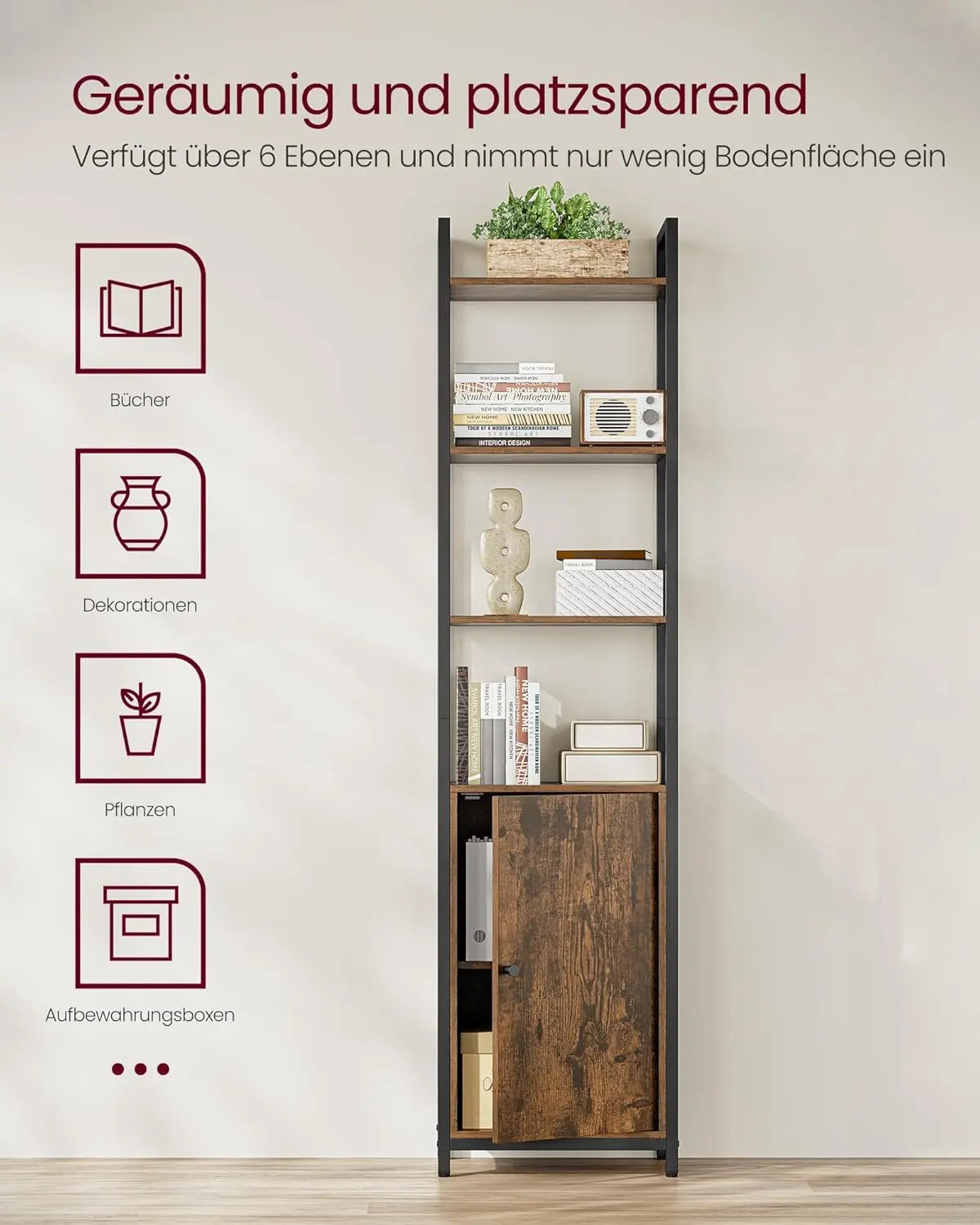 Bücherregal mit Türen, vintagebraun-tintenschwarz von guteszeug.ch
