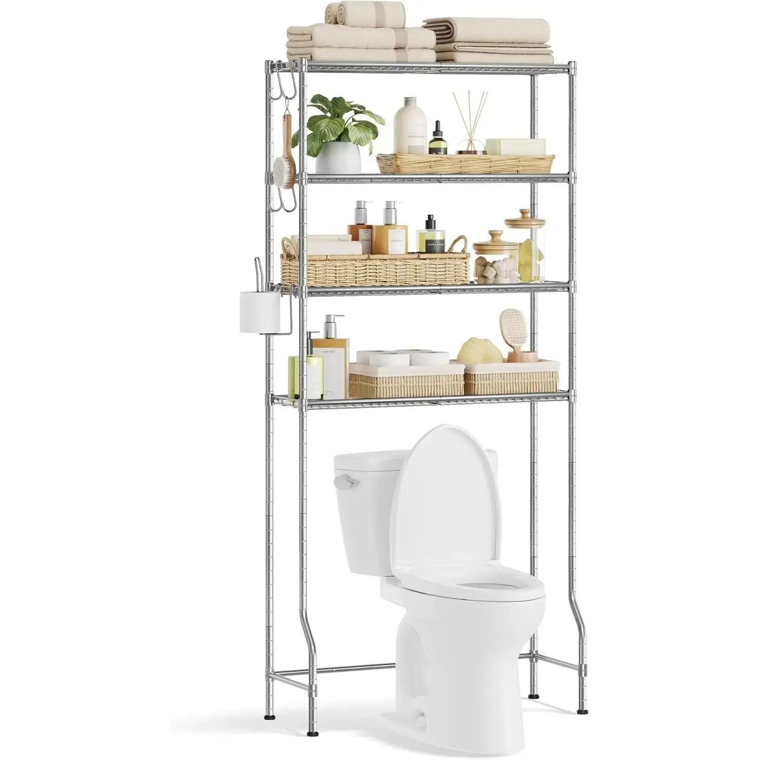 Toilettenregal Metall verstellbar taubengrau 4-Ablagen von Songmics