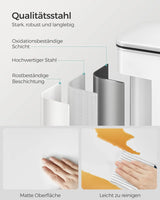 Mülleimer Küche 40L Stahl Weiss inkl. Müllbeutel von Songmics