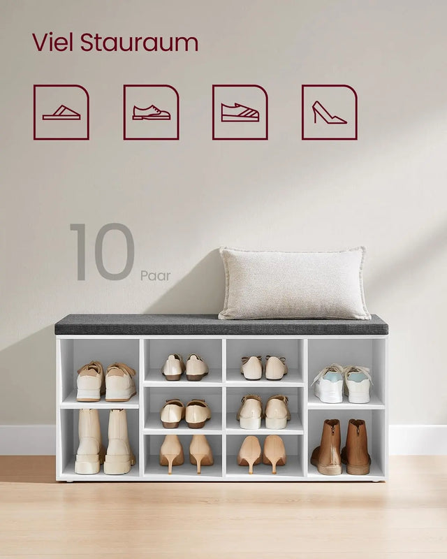 Schuhbank Stauraum Sitzfläche Verstellbar Weiss Grau von Songmics