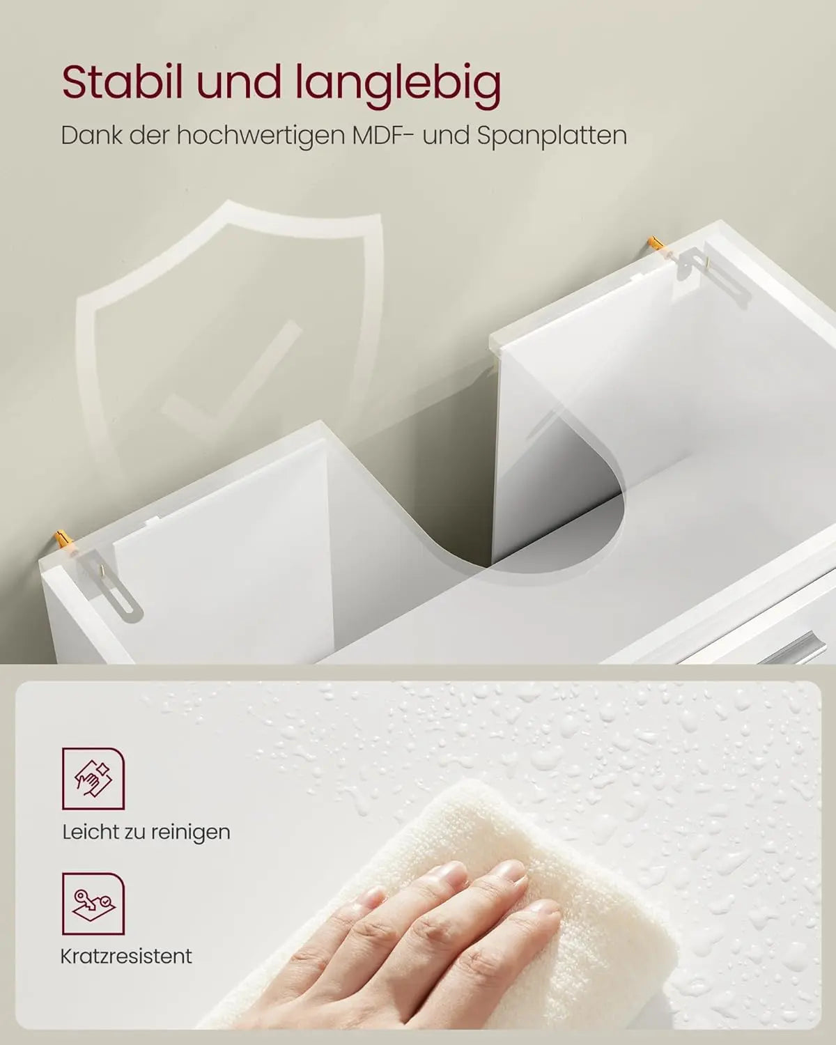 Waschbeckenunterschrank weiss Holz 60cm von Songmics