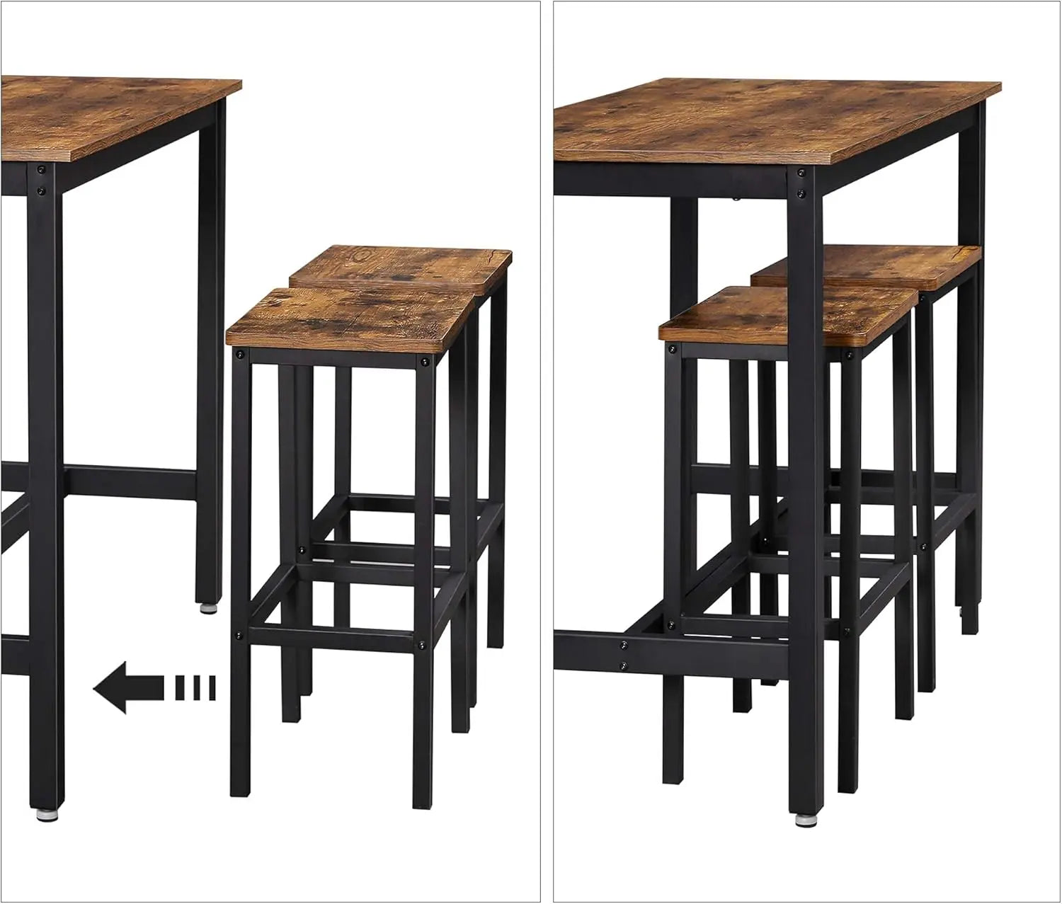 Bartisch-Set Industrial 3-teilig Vintagebraun Holz von Songmics
