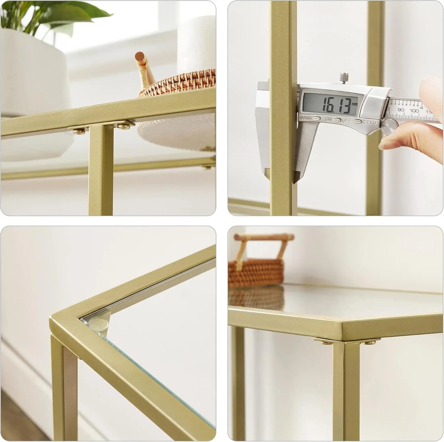 Konsolentisch Hartglas 3 Ablagen goldfarben von Songmics