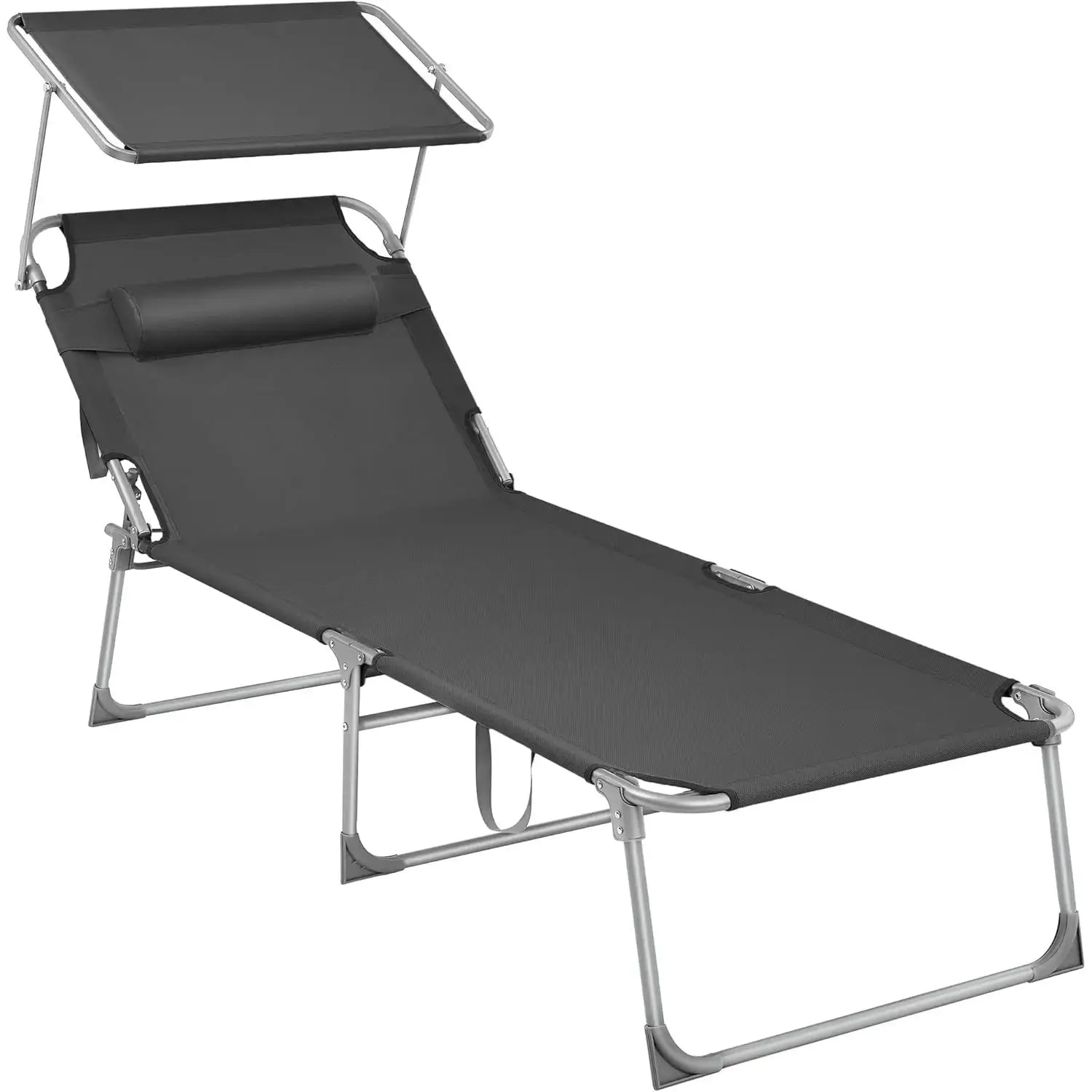 Sonnenliege klappbar verstellbar 150kg dunkelgrau Stahl von Songmics
