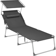 Sonnenliege klappbar verstellbar 150kg dunkelgrau Stahl von Songmics