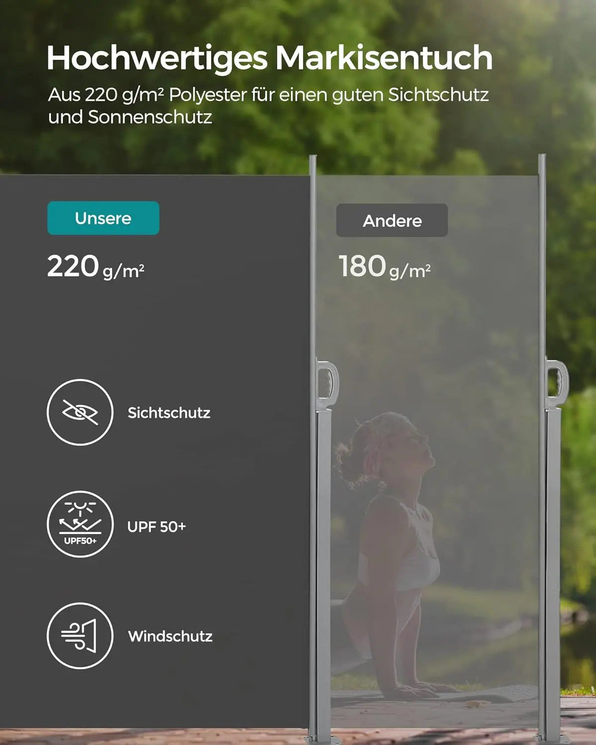Seitenmarkise ausziehbar anthrazit Stahl 200x350cm von Songmics