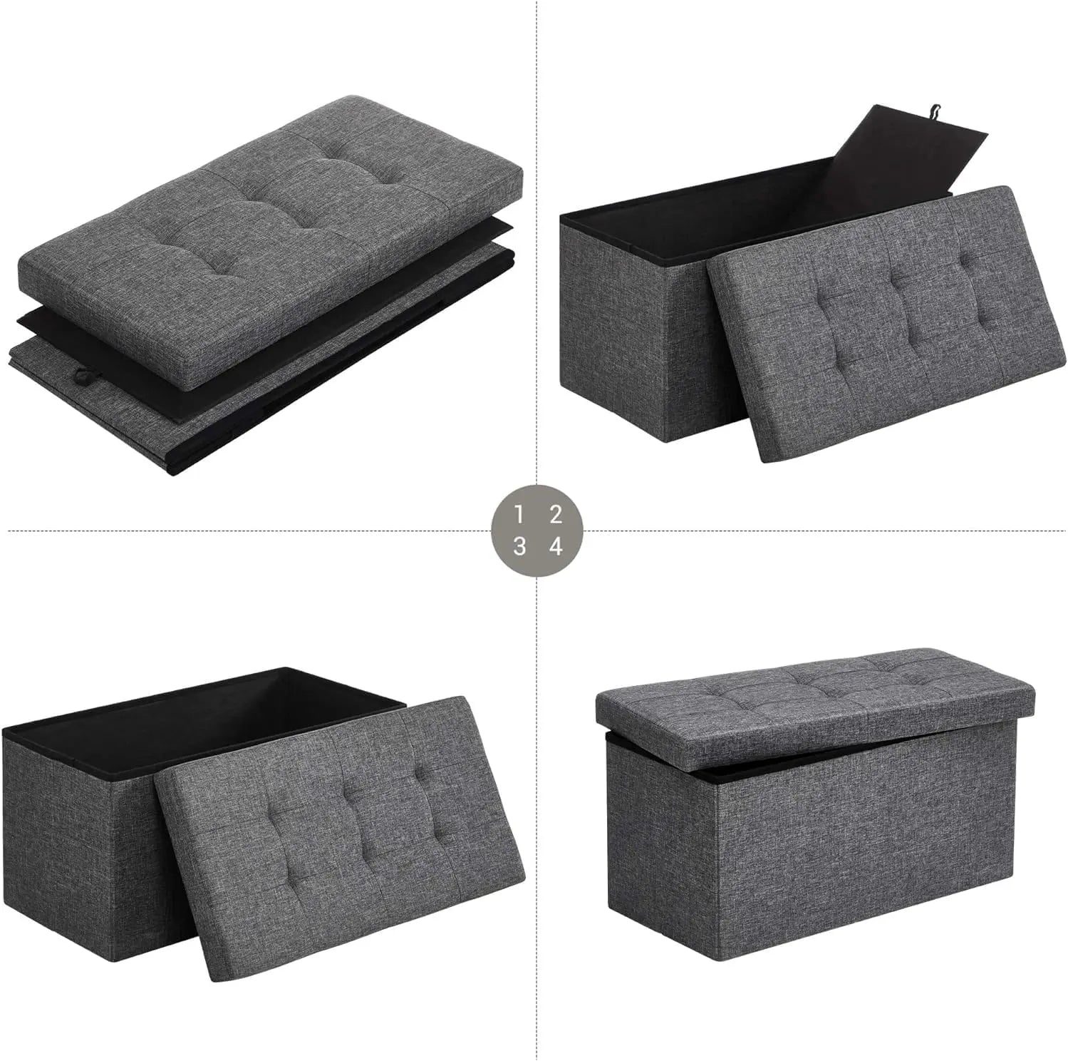 Sitzhocker mit Stauraum schiefergrau von Songmics