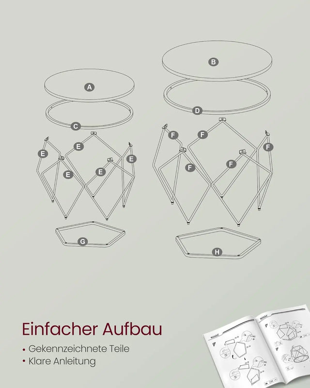 Couchtisch Set modern abnehmbar schneeweiss von Songmics