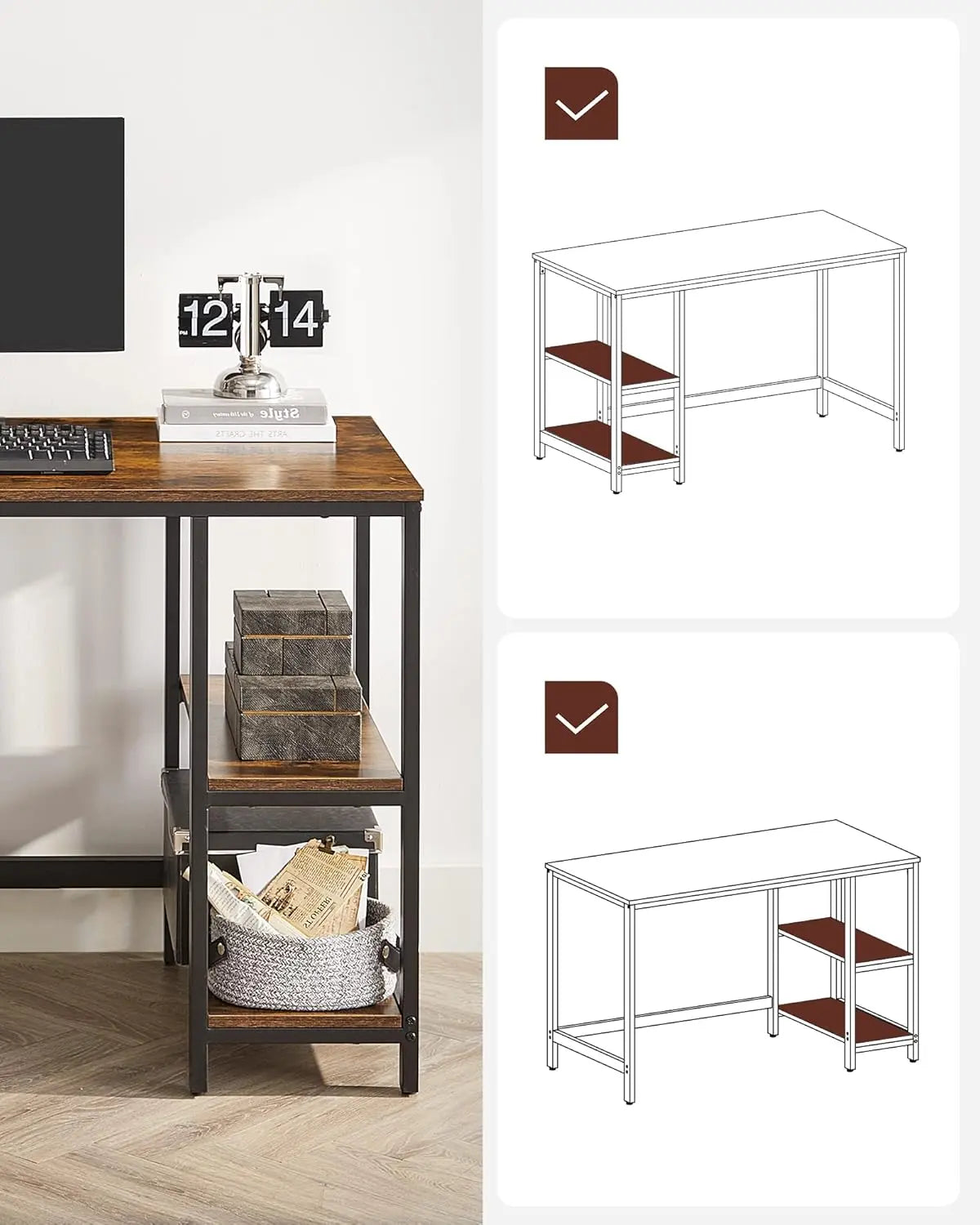 Computertisch 120x60 vintagebraun Holzoptik modern von Songmics