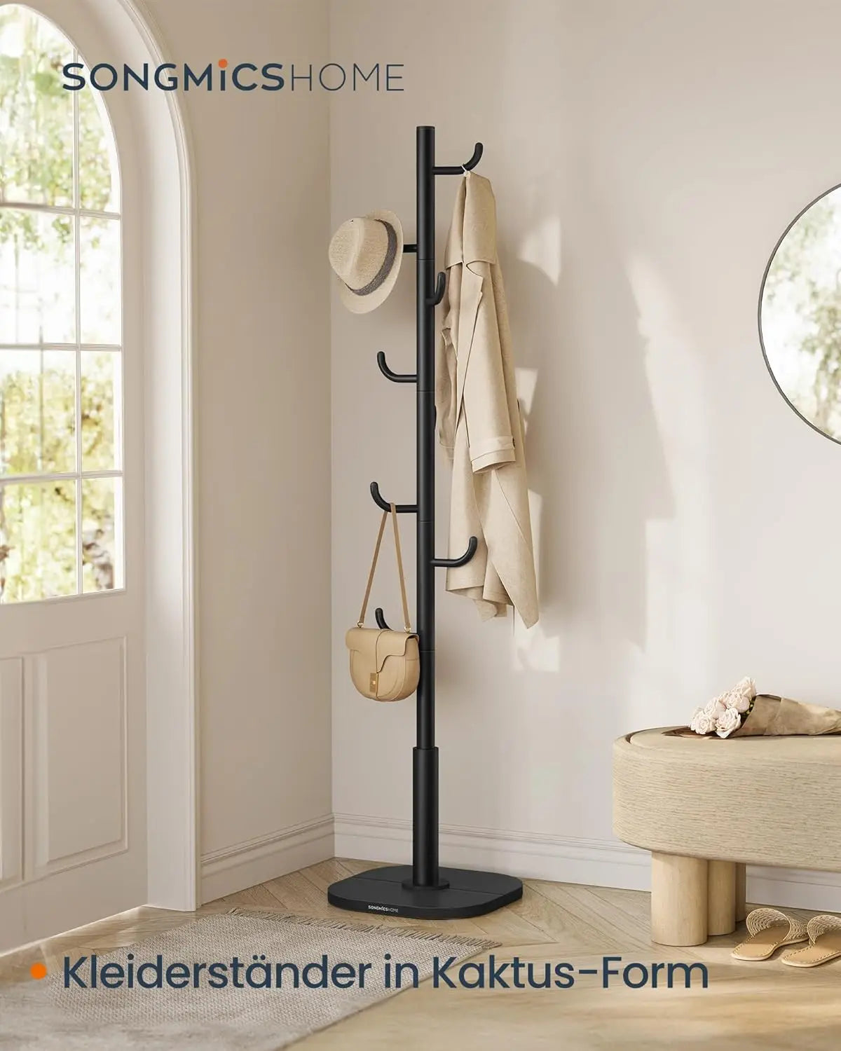 Garderobenständer Kaktus-Design mit 8 Haken Schwarz von Songmics