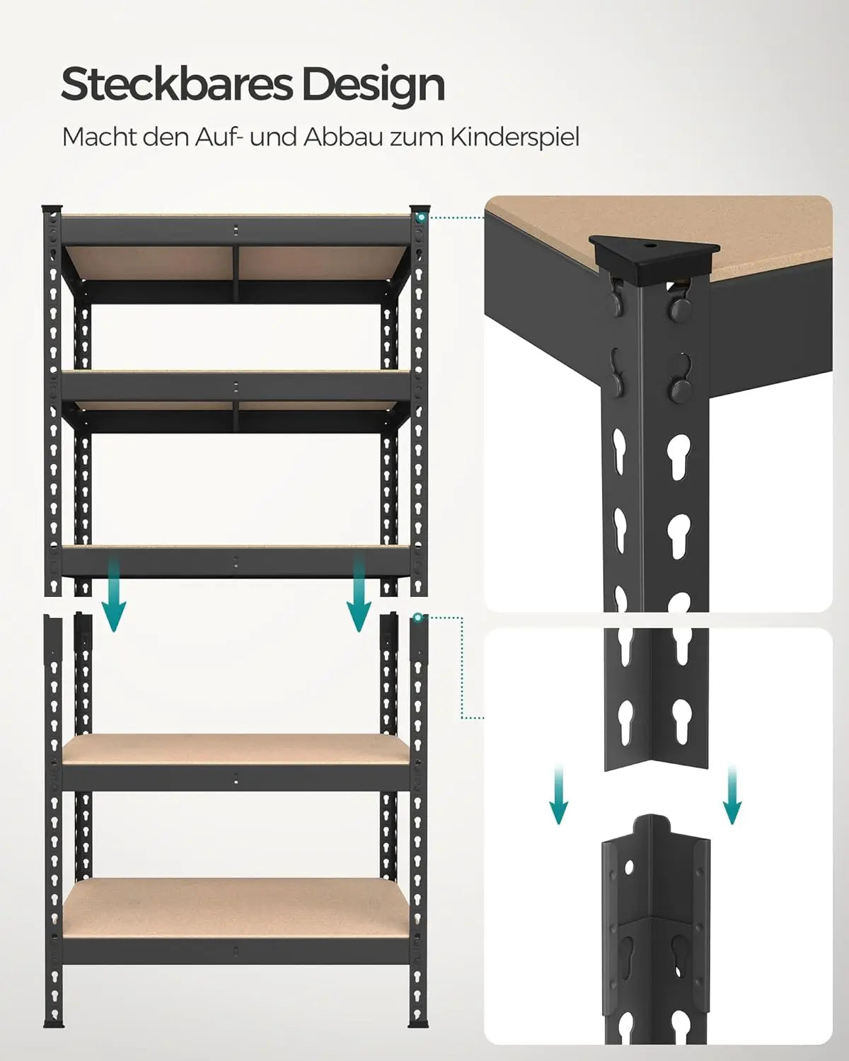 Schwerlastregal 875kg 2er-Set Belastbar Schwarz Metall von Songmics