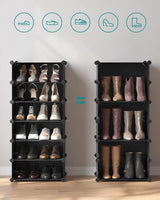 Schuhregal Steckregal DIY-Regal mit Tür Schwarz von Songmics