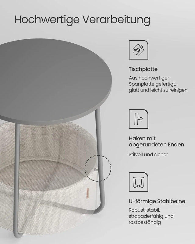 Beistelltisch rund mit Stauraum zementgrau von Songmics