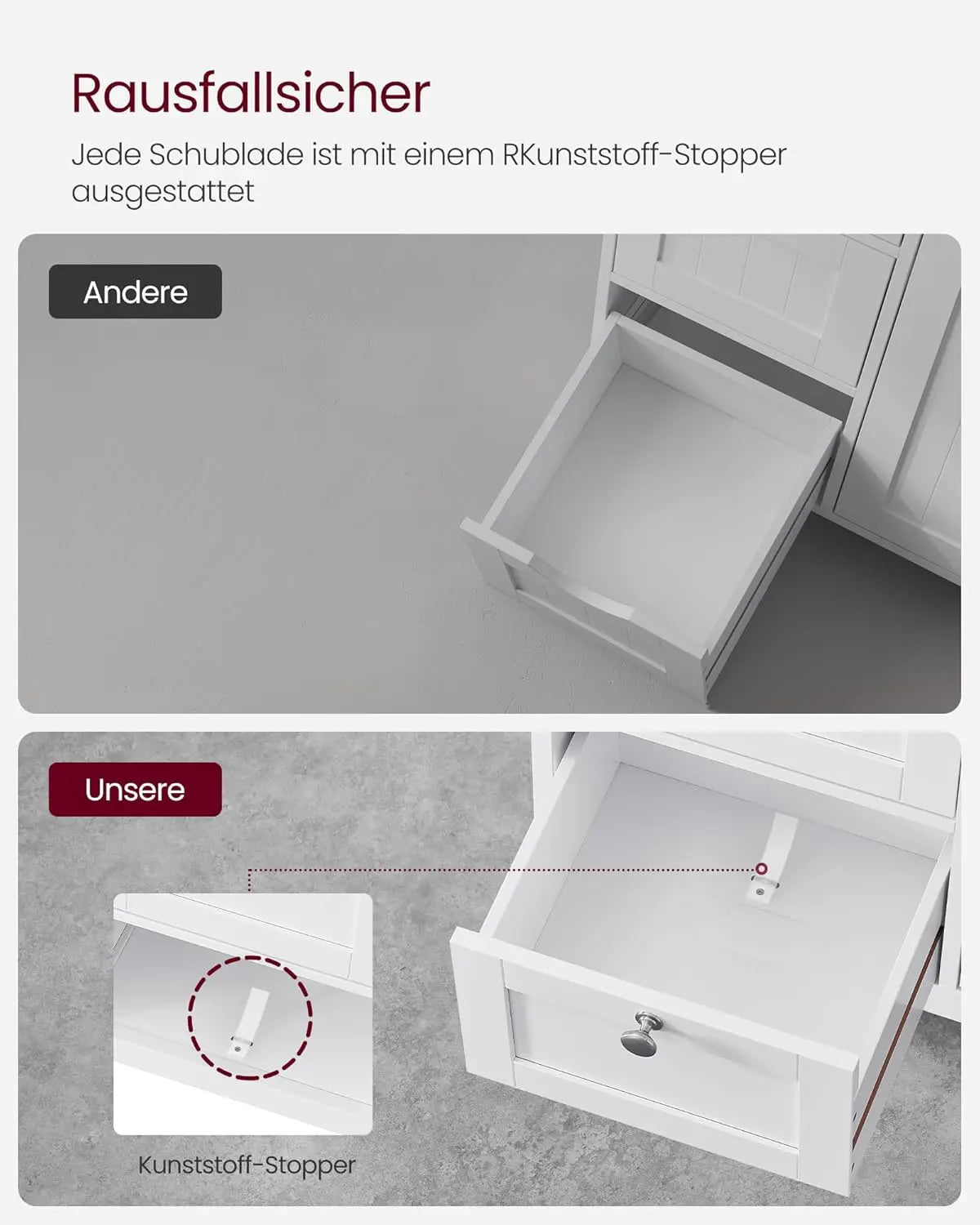 Badezimmerschrank 3 Schubladen weiss Holz von guteszeug.ch