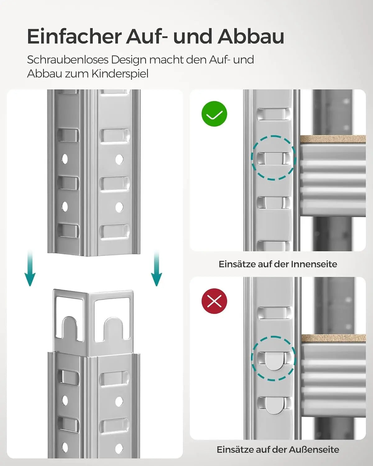 Schwerlastregal Stahlgestell 5 Ablagen Silber von Songmics