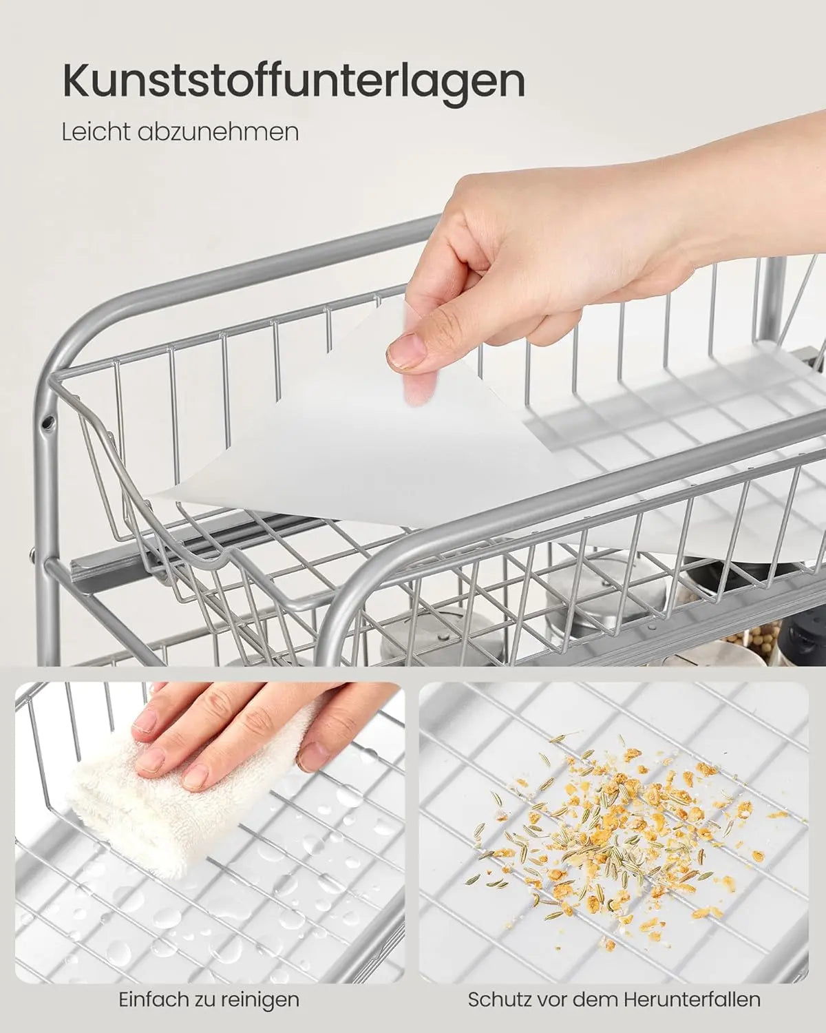 Küchenregal Ordnungssystem stapelbar Metallkörbe taubengrau von Songmics