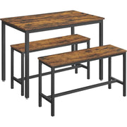 Esstisch-Set 3-teilig vintagebraun Stahl von Songmics