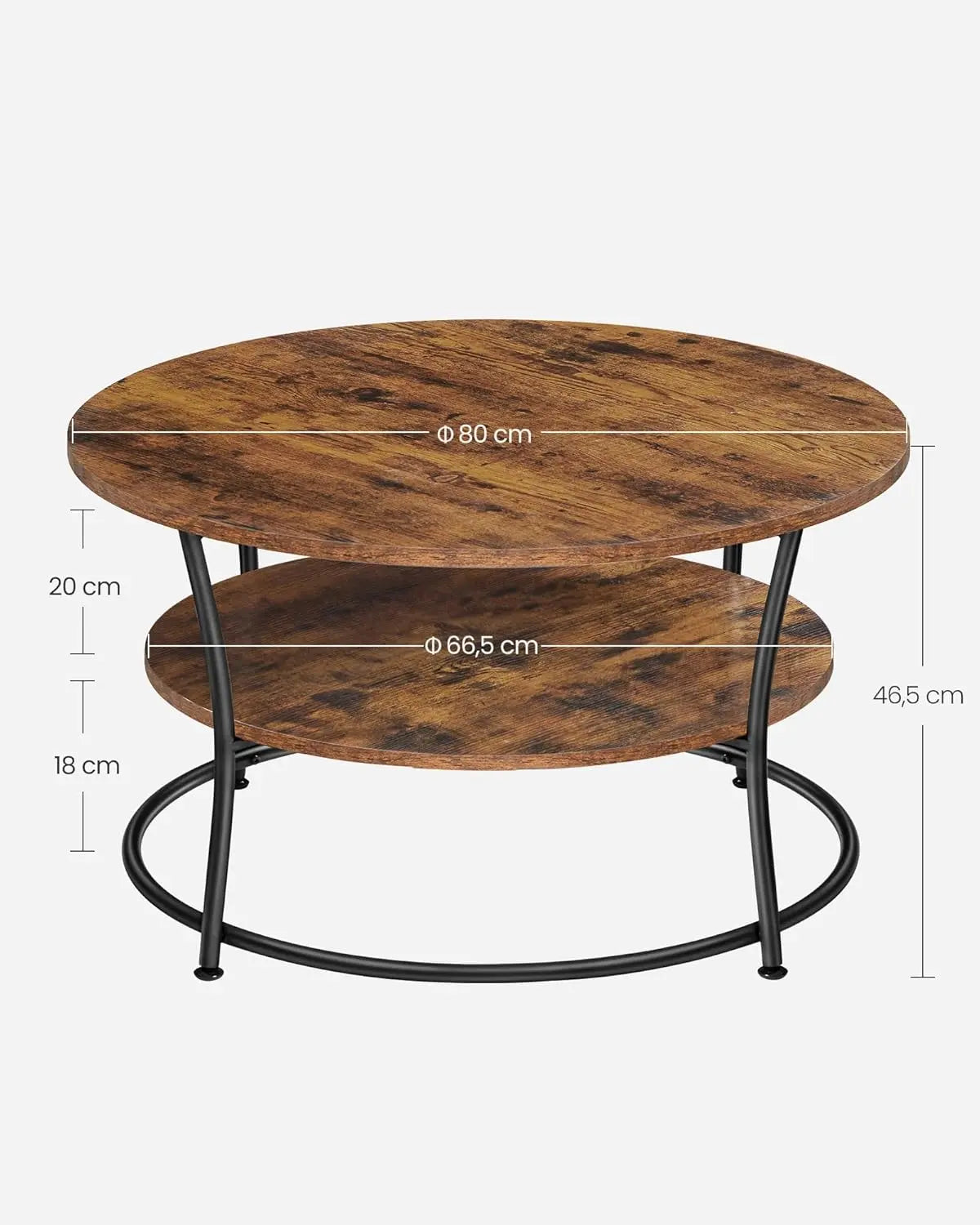 Couchtisch Rund Industrie-Design Metall Vintagebraun von Songmics