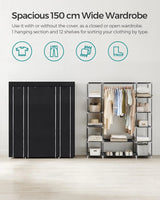 Kleiderschrank Stoffschrank mit Ablagen Schwarz von Songmics