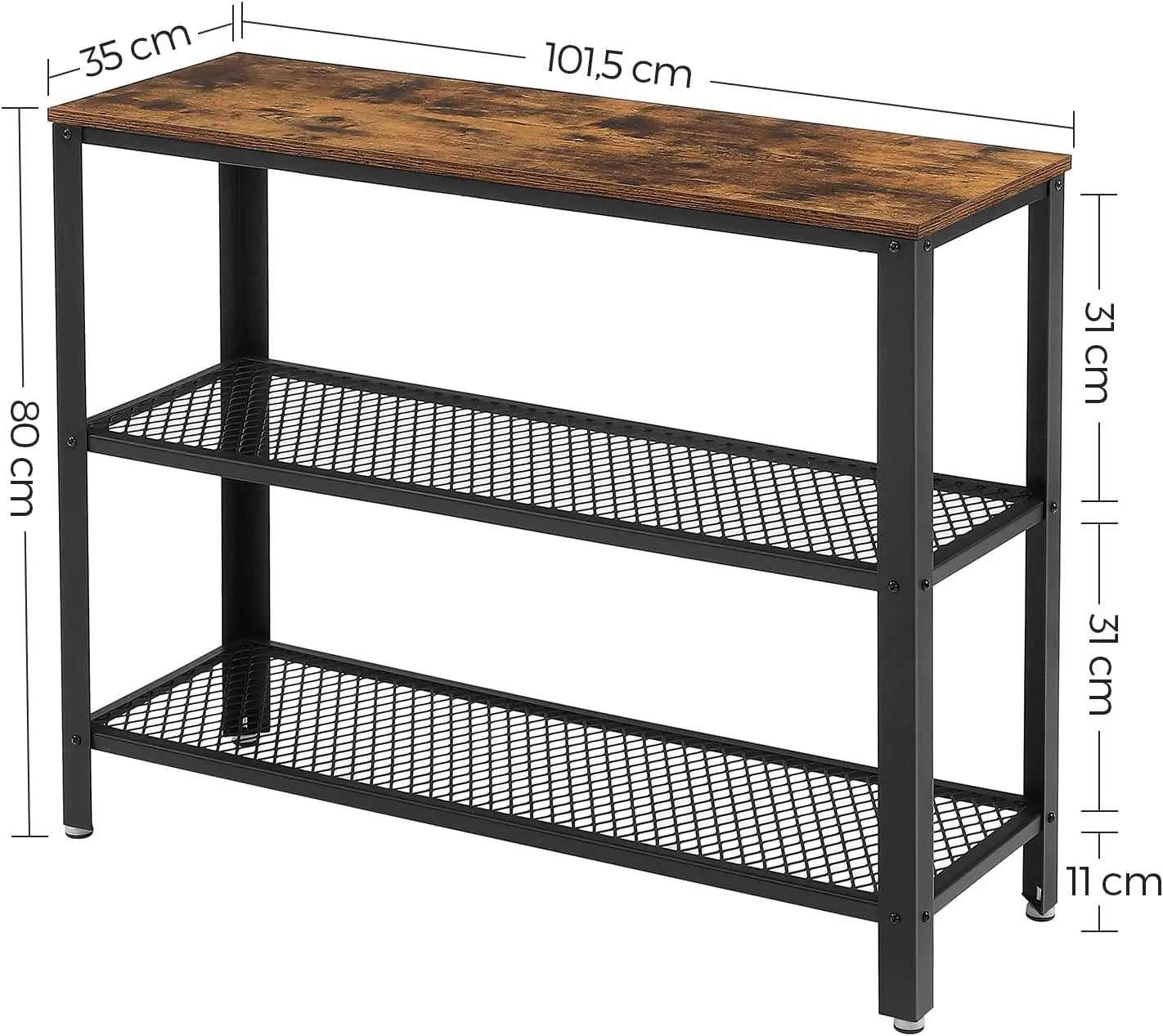 Konsolentisch Sideboard Stahlrahmen Industriestil Braun von Songmics