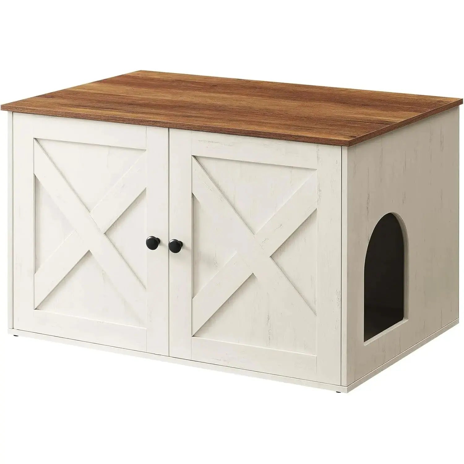Katzenhaus Schrank Tisch herausnehmbar honigbraun vintageweiss von Songmics