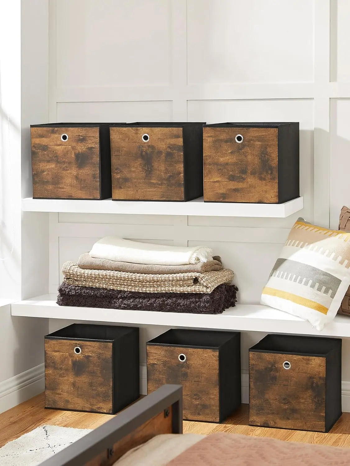 Aufbewahrungsbox 6er-Set faltbar vintagebraun Oxford-Gewebe von Songmics