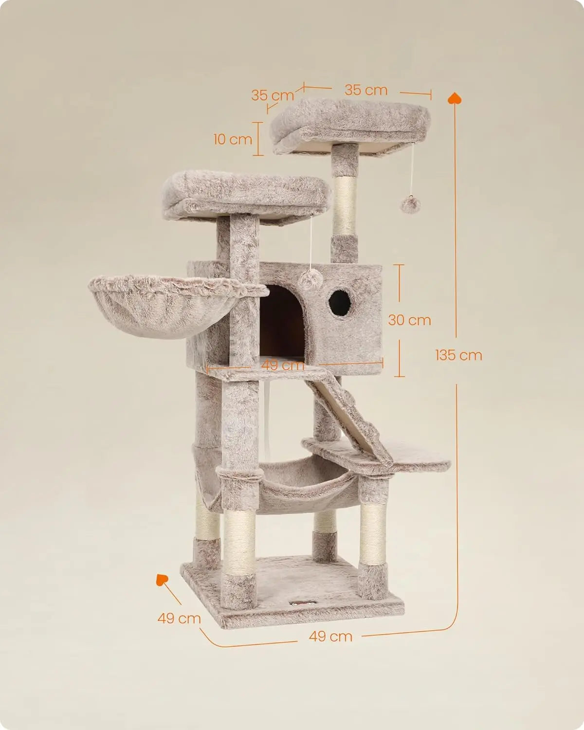Kratzbaum gross für Katzen Ombré-Braun-Weiss von Songmics