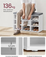 Schuhbank mit Stauraum und Kissen Taubengrau von guteszeug.ch