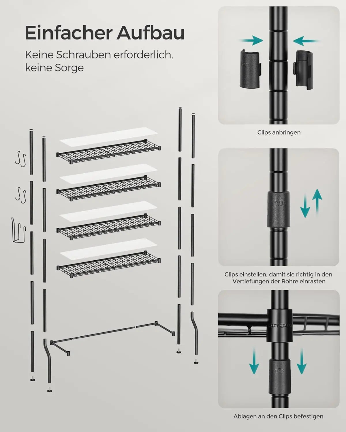 Badezimmerregal 4 Etagen schwarz Metall von Songmics