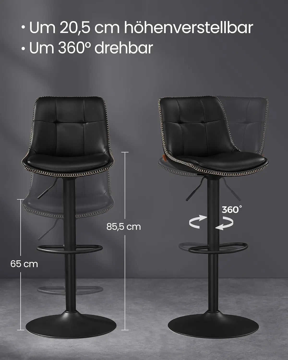 Barhocker höhenverstellbar drehbar schwarz PU von Songmics